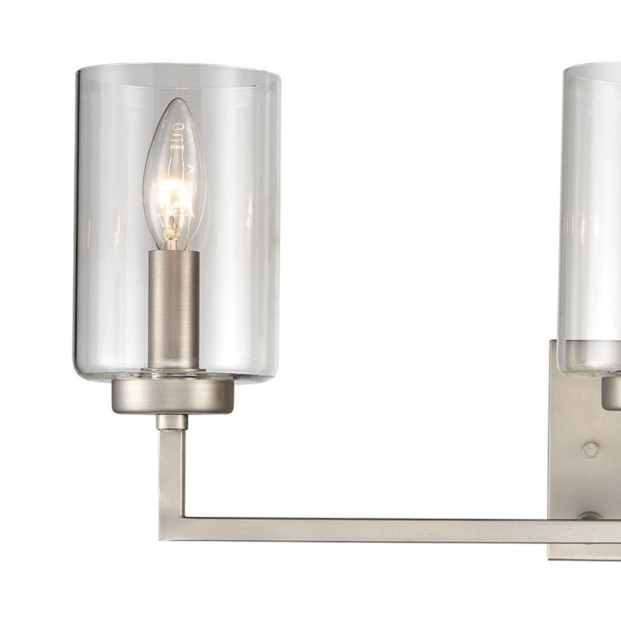 Atlas Lighting West End 23in 3-Light Vanity Light | Transitional Brushed Nickel and Clear Glass | Bathroom Vanity | Model WL11476-NK