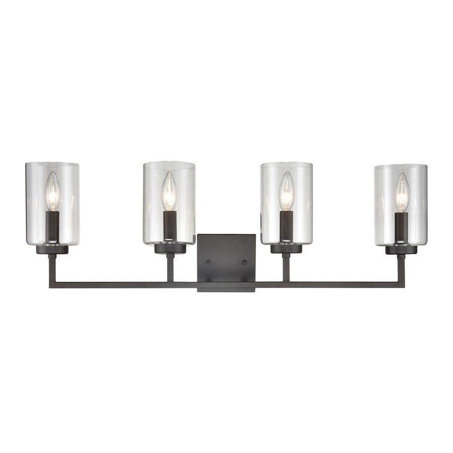 Atlas Lighting West End 30in 4-Light Vanity Light | Transitional Oil Rubbed Bronze and Clear Glass | Bathroom Vanity | Model WL11477-BZ