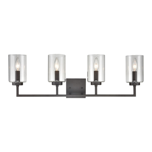 Atlas Lighting West End 30in 4-Light Vanity Light | Transitional Oil Rubbed Bronze and Clear Glass | Bathroom Vanity | Model WL11477-BZ