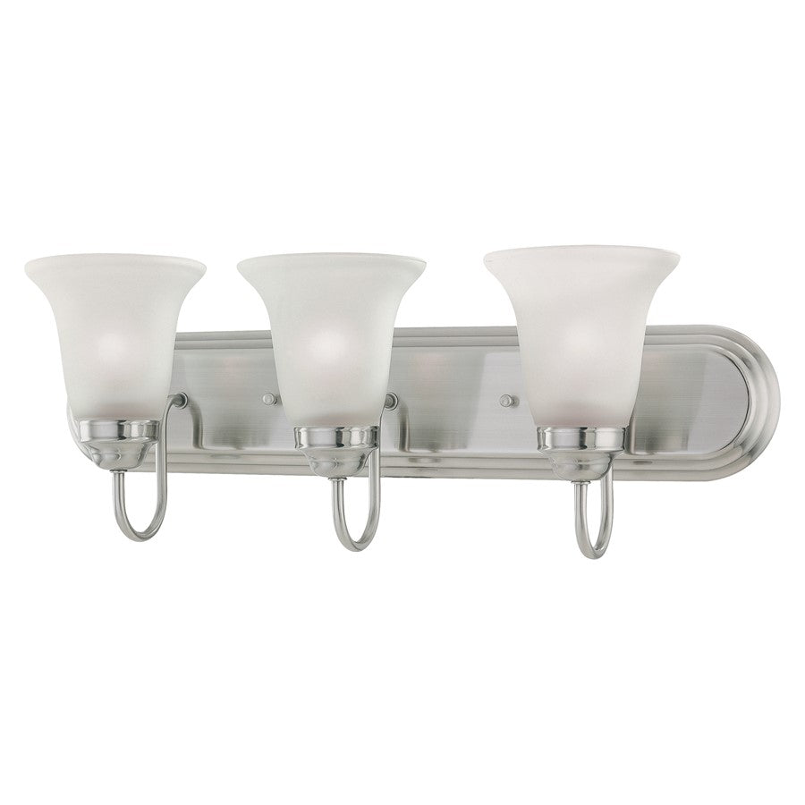 Atlas Lighting Whitmore 24in 3-Light Vanity Light | Traditional Satin Pewter and White Glass | Bathroom Vanity | 24 x 7.5 x 9 in | Model WL11478-SV