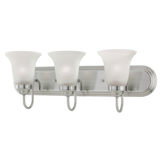 Atlas Lighting Whitmore 24in 3-Light Vanity Light | Traditional Satin Pewter and White Glass | Bathroom Vanity | 24 x 7.5 x 9 in | Model WL11478-SV