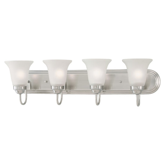 Atlas Lighting Whitmore 30in 4-Light Vanity Light | Traditional Satin Pewter and White Glass | Bathroom Vanity | 30 x 7.5 x 9 in | Model WL11479-SV