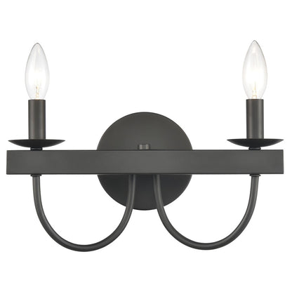 Atlas Lighting Williamson 14in 2-Light Vanity Light | Traditional Matte Black Metal | Bathroom Vanity | 14 x 5 x 8 in | Model WL11480-BK
