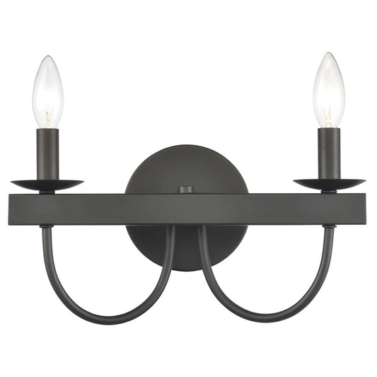Atlas Lighting Williamson 14in 2-Light Vanity Light | Traditional Matte Black Metal | Bathroom Vanity | 14 x 5 x 8 in | Model WL11480-BK
