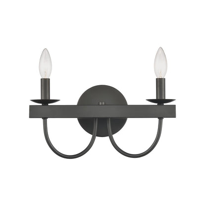 Atlas Lighting Williamson 14in 2-Light Vanity Light | Traditional Matte Black Metal | Bathroom Vanity | 14 x 5 x 8 in | Model WL11480-BK