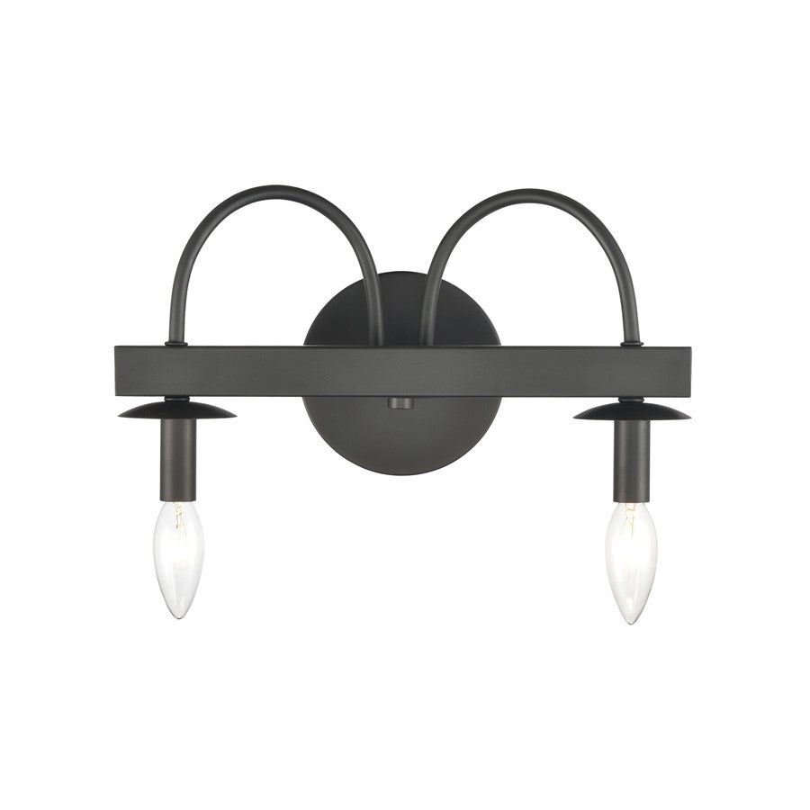 Atlas Lighting Williamson 14in 2-Light Vanity Light | Traditional Matte Black Metal | Bathroom Vanity | 14 x 5 x 8 in | Model WL11480-BK