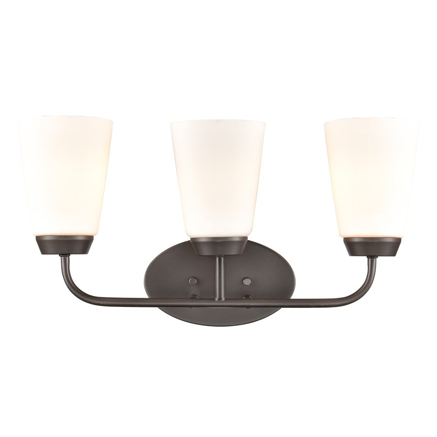 Atlas Lighting Winslow 20in 3-Light Vanity Light | Transitional Oil Rubbed Bronze and White Frosted Glass | Bathroom Vanity | Model WL11482-BZ
