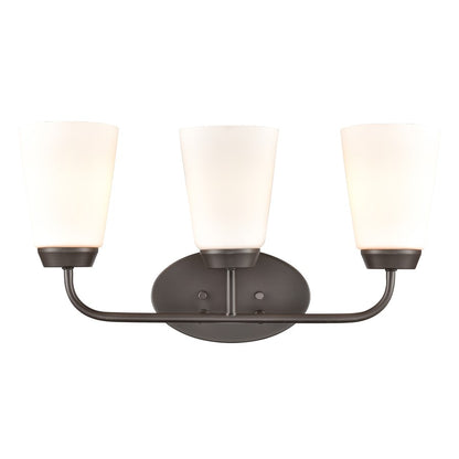 Atlas Lighting Winslow 20in 3-Light Vanity Light | Transitional Oil Rubbed Bronze and White Frosted Glass | Bathroom Vanity | Model WL11482-BZ