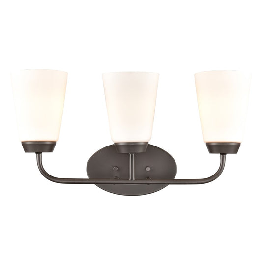Atlas Lighting Winslow 20in 3-Light Vanity Light | Transitional Oil Rubbed Bronze and White Frosted Glass | Bathroom Vanity | Model WL11482-BZ