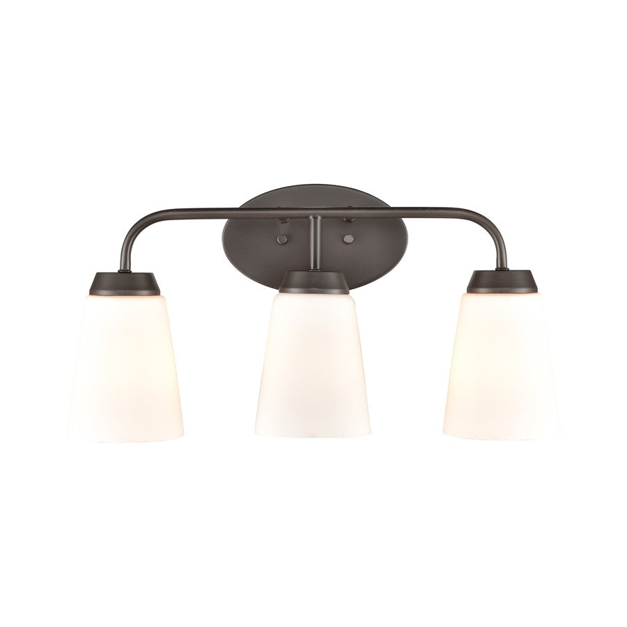 Atlas Lighting Winslow 20in 3-Light Vanity Light | Transitional Oil Rubbed Bronze and White Frosted Glass | Bathroom Vanity | Model WL11482-BZ