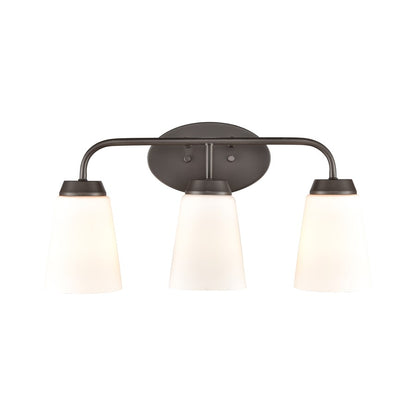 Atlas Lighting Winslow 20in 3-Light Vanity Light | Transitional Oil Rubbed Bronze and White Frosted Glass | Bathroom Vanity | Model WL11482-BZ