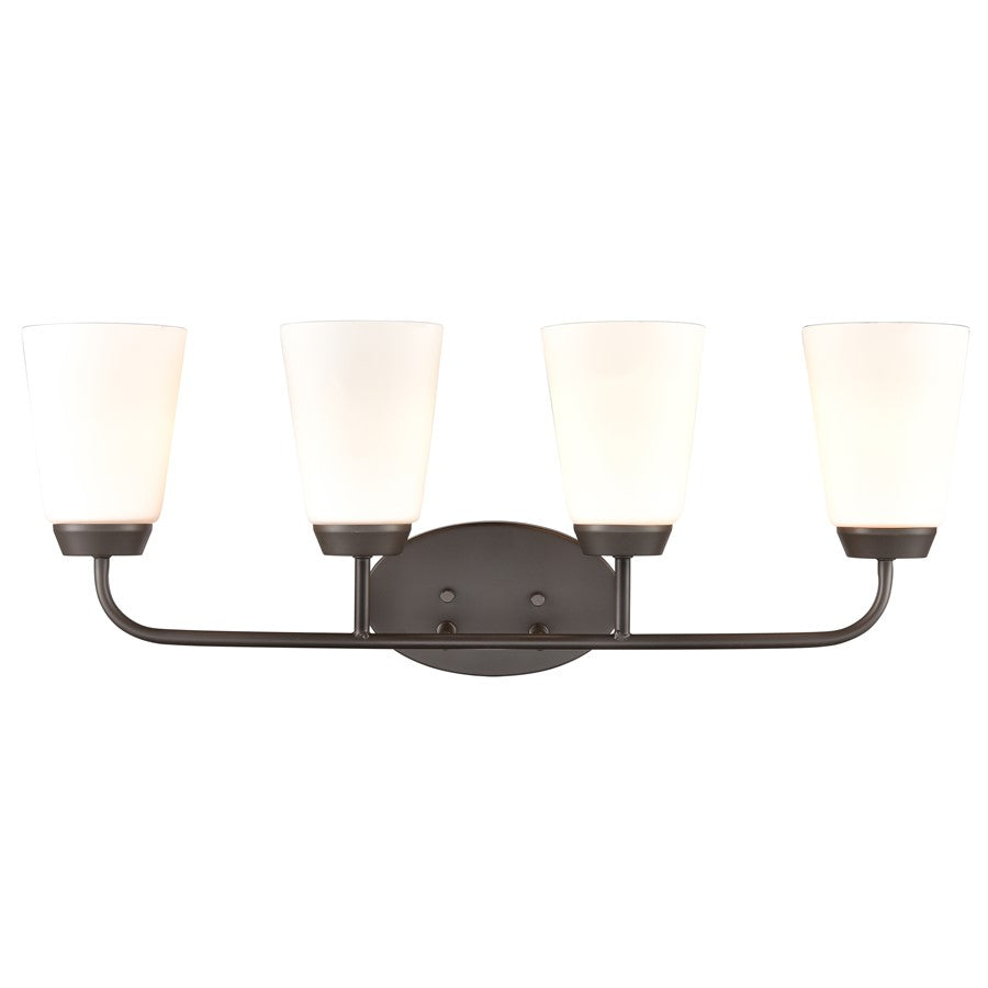 Atlas Lighting Winslow 28in 4-Light Vanity Light | Traditional Oil Rubbed Bronze and White Frosted Glass | Bathroom Vanity | Model WL11483-BZ
