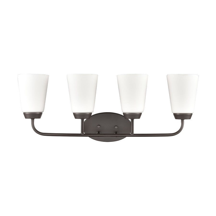Atlas Lighting Winslow 28in 4-Light Vanity Light | Traditional Oil Rubbed Bronze and White Frosted Glass | Bathroom Vanity | Model WL11483-BZ