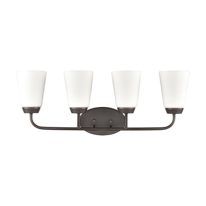 Atlas Lighting Winslow 28in 4-Light Vanity Light | Traditional Oil Rubbed Bronze and White Frosted Glass | Bathroom Vanity | Model WL11483-BZ
