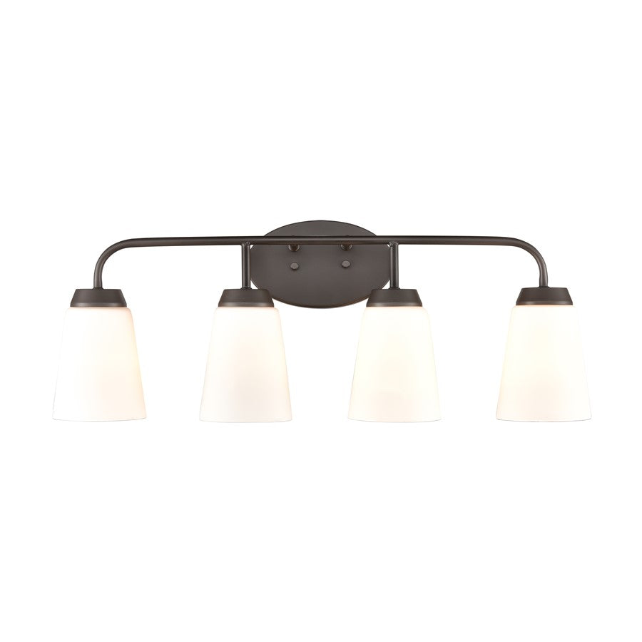 Atlas Lighting Winslow 28in 4-Light Vanity Light | Traditional Oil Rubbed Bronze and White Frosted Glass | Bathroom Vanity | Model WL11483-BZ