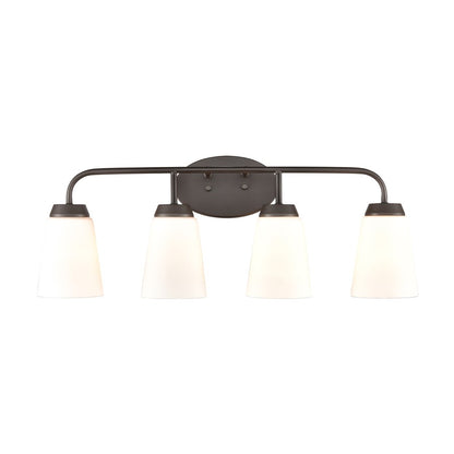 Atlas Lighting Winslow 28in 4-Light Vanity Light | Traditional Oil Rubbed Bronze and White Frosted Glass | Bathroom Vanity | Model WL11483-BZ