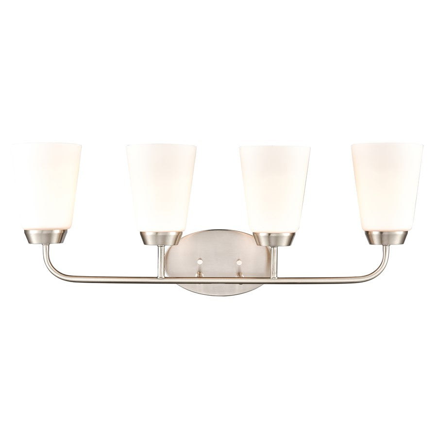 Atlas Lighting Winslow 28in 4-Light Vanity Light | Traditional Brushed Nickel and White Frosted Glass | Bathroom Vanity | Model WL11483-NK