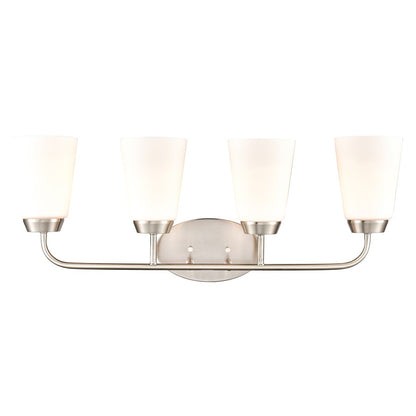 Atlas Lighting Winslow 28in 4-Light Vanity Light | Traditional Brushed Nickel and White Frosted Glass | Bathroom Vanity | Model WL11483-NK