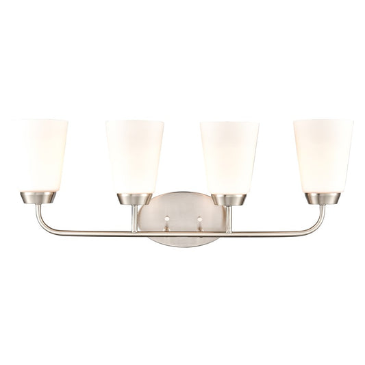 Atlas Lighting Winslow 28in 4-Light Vanity Light | Traditional Brushed Nickel and White Frosted Glass | Bathroom Vanity | Model WL11483-NK