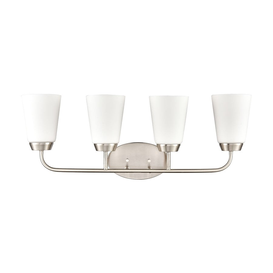 Atlas Lighting Winslow 28in 4-Light Vanity Light | Traditional Brushed Nickel and White Frosted Glass | Bathroom Vanity | Model WL11483-NK