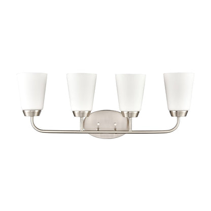 Atlas Lighting Winslow 28in 4-Light Vanity Light | Traditional Brushed Nickel and White Frosted Glass | Bathroom Vanity | Model WL11483-NK