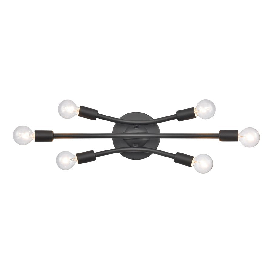 Atlas Lighting Xavier 20in 6-Light Vanity Light | Modern Matte Black | Bathroom Vanity | 19.75 x 4.75 x 6.25 in | Model WL11484-BK