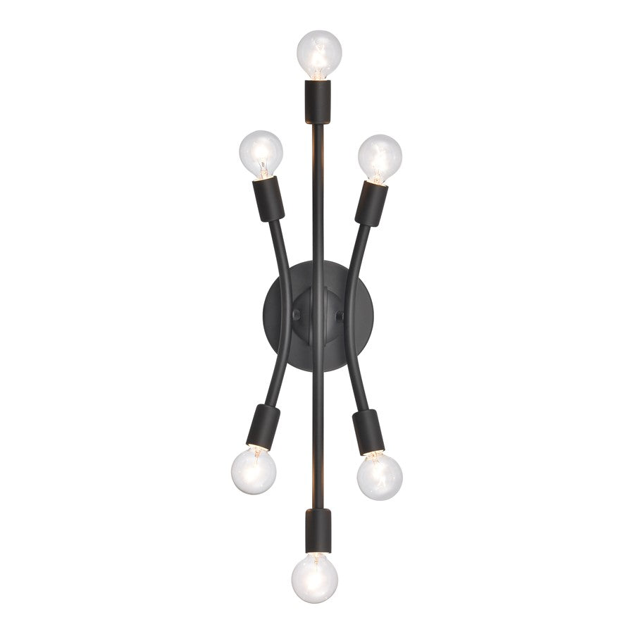Atlas Lighting Xavier 20in 6-Light Vanity Light | Modern Matte Black | Bathroom Vanity | 19.75 x 4.75 x 6.25 in | Model WL11484-BK