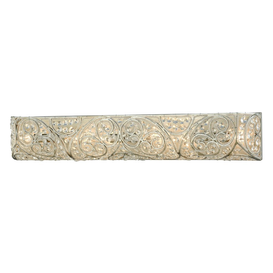 Atlas Lighting Andalusia 34in 6-Light Vanity Light | Traditional Aged Silver and Clear Crystal | Bathroom Vanity & Powder Room | Model WL11511-SV