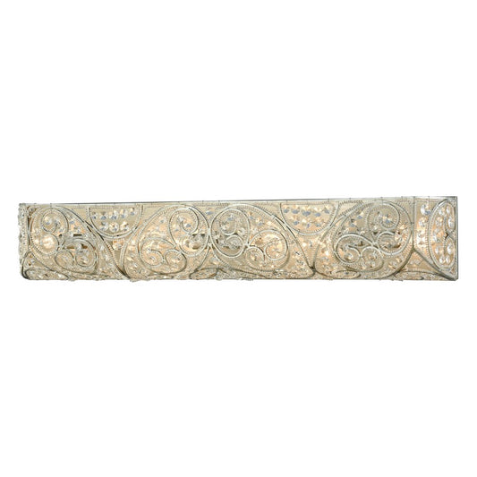Atlas Lighting Andalusia 34in 6-Light Vanity Light | Traditional Aged Silver and Clear Crystal | Bathroom Vanity & Powder Room | Model WL11511-SV