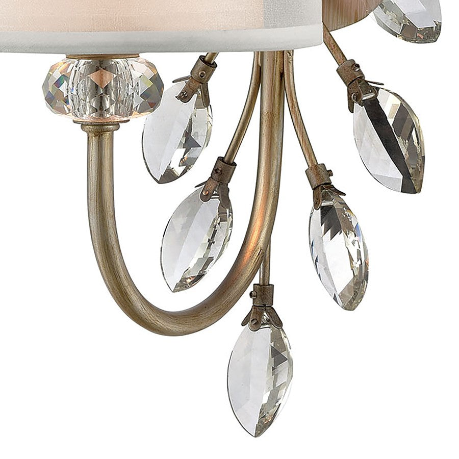 Atlas Lighting Asbury 16in 1-Light Vanity Light | Traditional Aged Silver and White Fabric | Bathroom Vanity & Powder Room | Model WL11515-SV