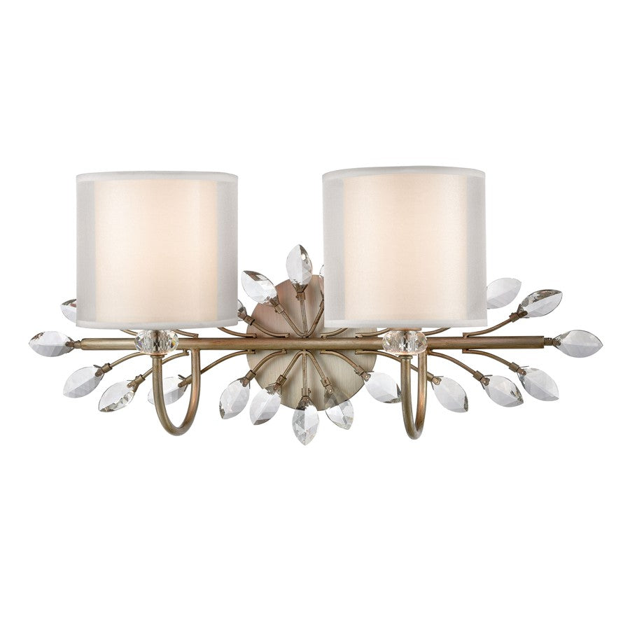 Atlas Lighting Asbury 24in 2-Light Vanity Light | Traditional Aged Silver and White Fabric Shade | Bathroom & Powder Room | Model WL11517-SV