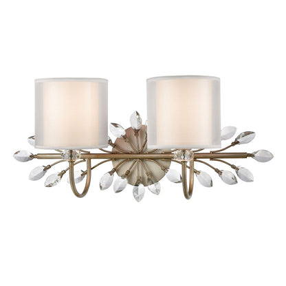Atlas Lighting Asbury 24in 2-Light Vanity Light | Traditional Aged Silver and White Fabric Shade | Bathroom & Powder Room | Model WL11517-SV