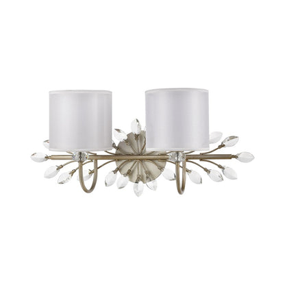 Atlas Lighting Asbury 24in 2-Light Vanity Light | Traditional Aged Silver and White Fabric Shade | Bathroom & Powder Room | Model WL11517-SV