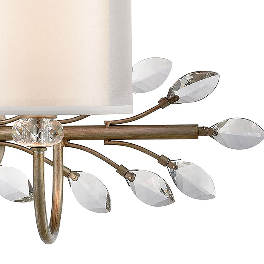 Atlas Lighting Asbury 24in 2-Light Vanity Light | Traditional Aged Silver and White Fabric Shade | Bathroom & Powder Room | Model WL11517-SV