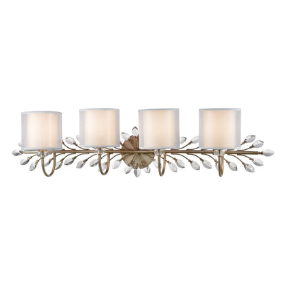 Atlas Lighting Asbury 42in 4-Light Vanity Light | Traditional Aged Silver and White Fabric Shade | Bathroom & Powder Room | Model WL11519-SV