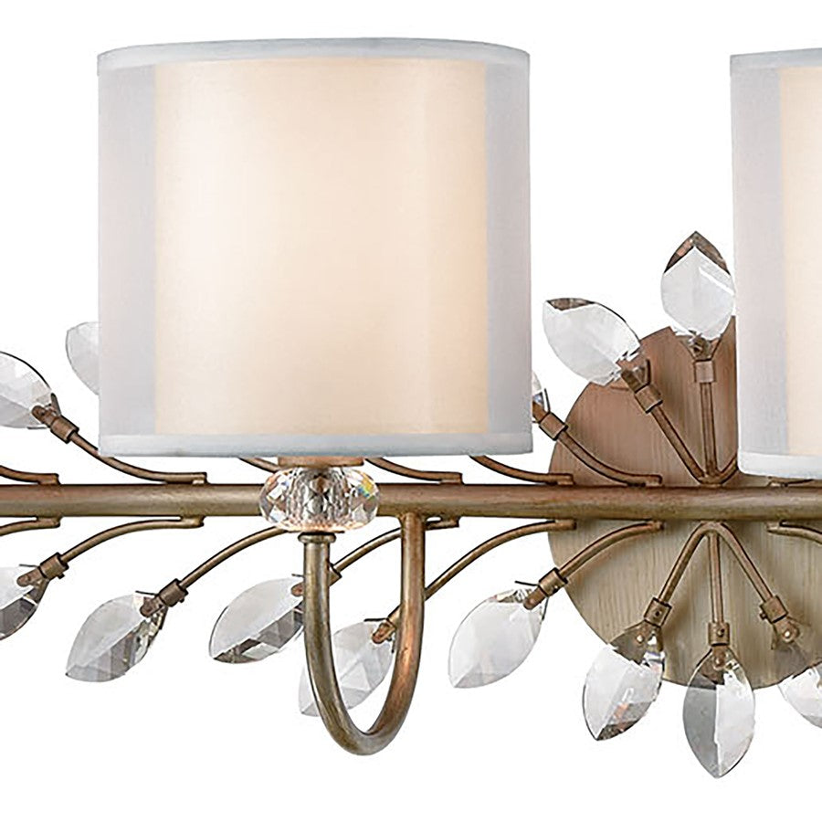 Atlas Lighting Asbury 42in 4-Light Vanity Light | Traditional Aged Silver and White Fabric Shade | Bathroom & Powder Room | Model WL11519-SV