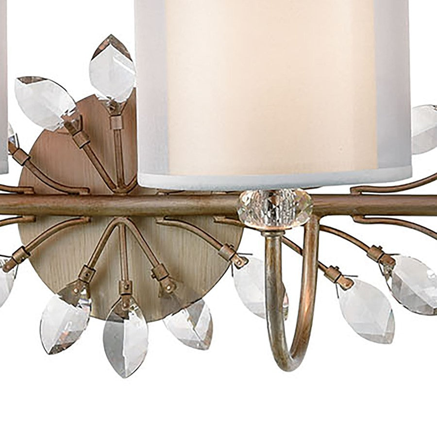 Atlas Lighting Asbury 42in 4-Light Vanity Light | Traditional Aged Silver and White Fabric Shade | Bathroom & Powder Room | Model WL11519-SV
