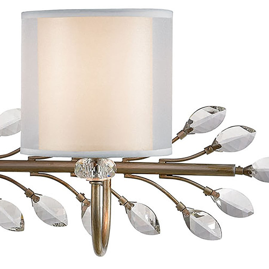 Atlas Lighting Asbury 42in 4-Light Vanity Light | Traditional Aged Silver and White Fabric Shade | Bathroom & Powder Room | Model WL11519-SV