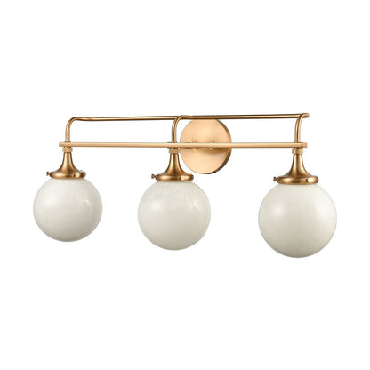 Atlas Lighting Beverly Hills 28" 3Lt Vanity Light, Brass/White