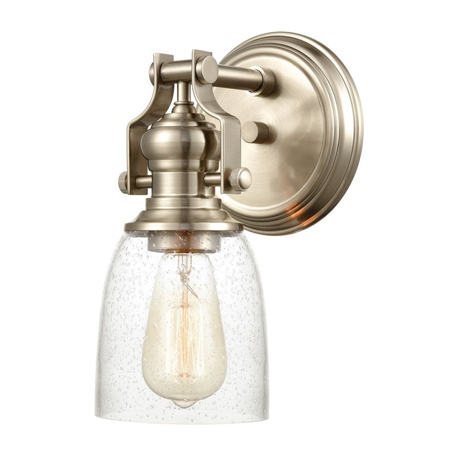Atlas Lighting Chadwick 10in 1-Light Vanity Light | Transitional Satin Nickel and Clear Seeded Glass | Bathroom & Powder Room | Model WL11555-NK
