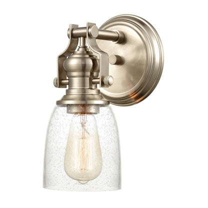 Atlas Lighting Chadwick 10in 1-Light Vanity Light | Transitional Satin Nickel and Clear Seeded Glass | Bathroom & Powder Room | Model WL11555-NK