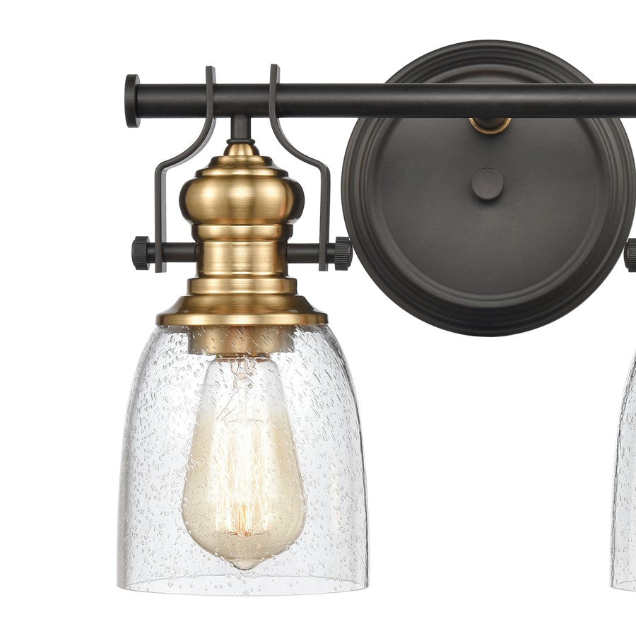 Atlas Lighting Chadwick 14in 2-Light Vanity Light | Transitional Oil Rubbed Bronze and Clear Seeded Glass | Bathroom Vanity | Model WL11556-BZ