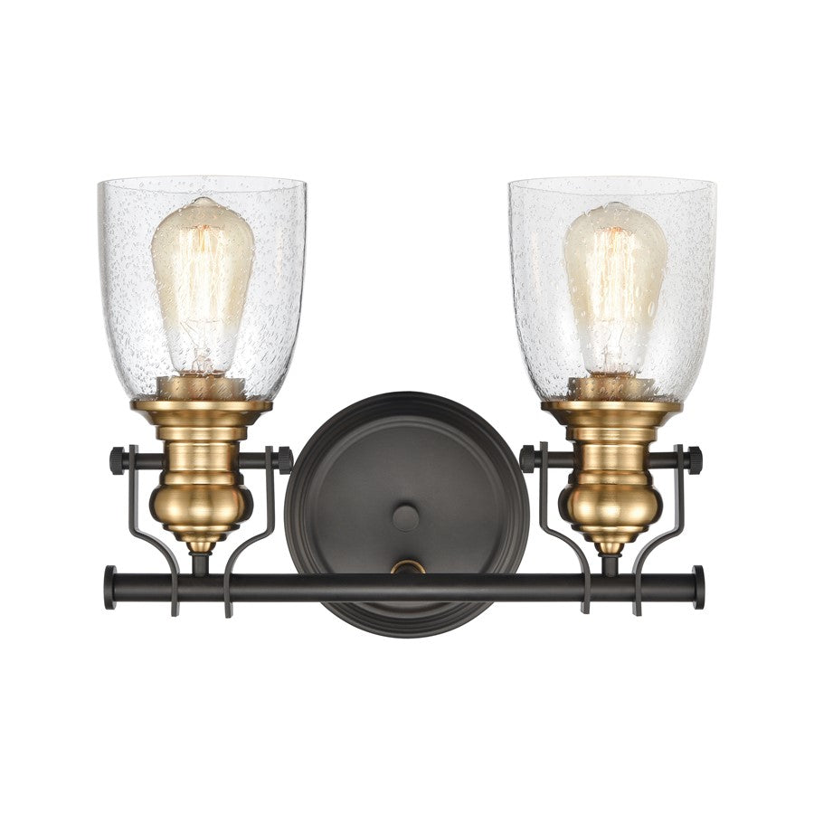 Atlas Lighting Chadwick 14in 2-Light Vanity Light | Transitional Oil Rubbed Bronze and Clear Seeded Glass | Bathroom Vanity | Model WL11556-BZ