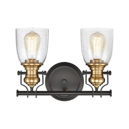 Atlas Lighting Chadwick 14in 2-Light Vanity Light | Transitional Oil Rubbed Bronze and Clear Seeded Glass | Bathroom Vanity | Model WL11556-BZ