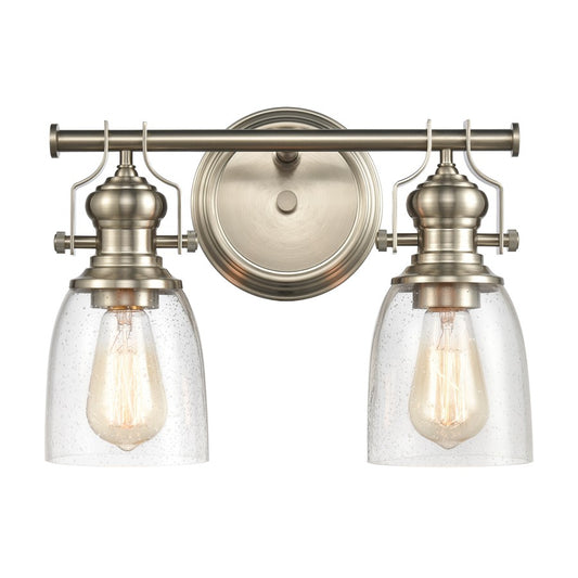 Atlas Lighting Chadwick 14in 2-Light Vanity Light | Transitional Satin Nickel and Clear Seeded Glass | Bathroom Vanity | Model WL11556-NK