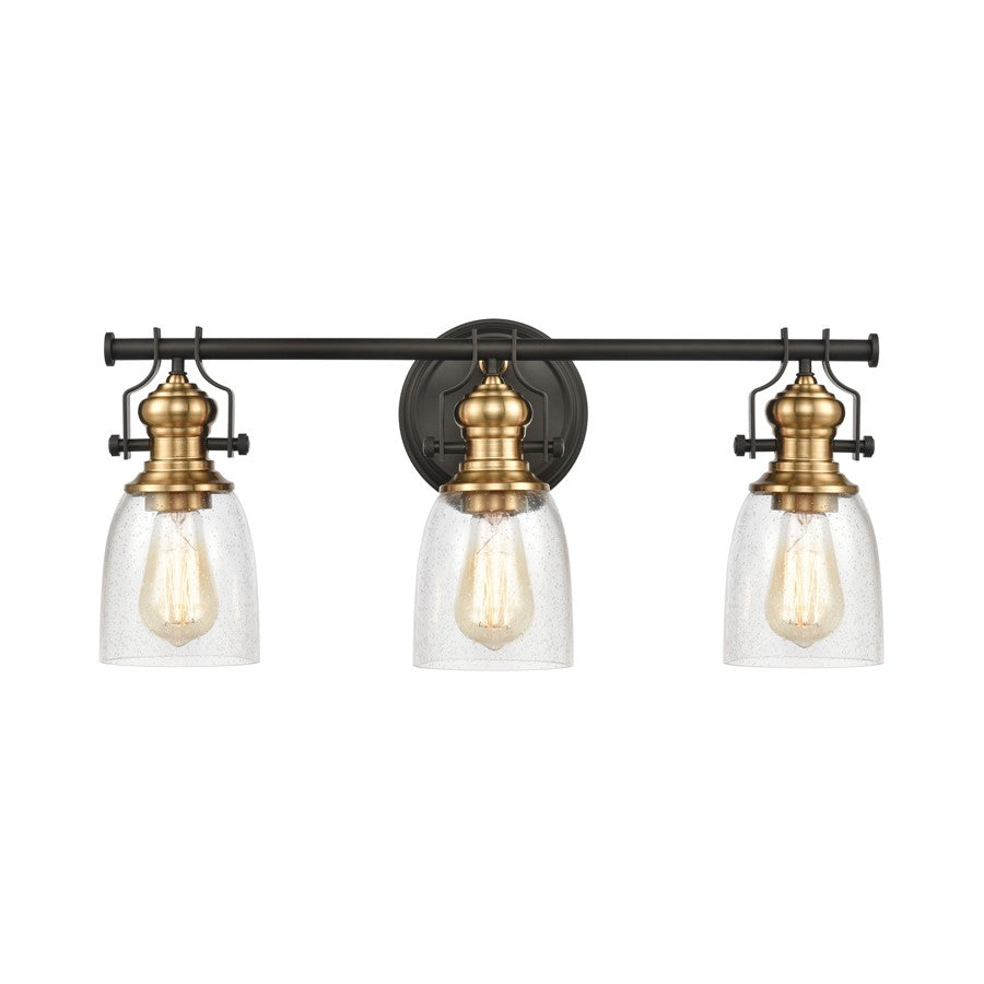 Atlas Lighting Chadwick 23in 3-Light Vanity Light | Transitional Oil Rubbed Bronze and Clear Seeded Glass | Bathroom Vanity | Model WL11557-BZ