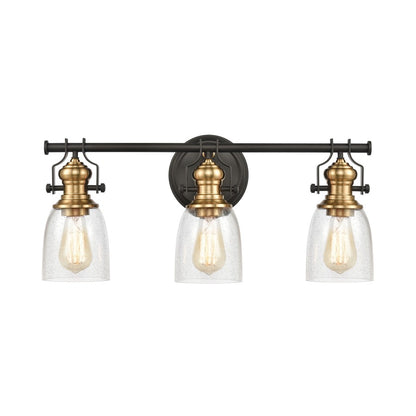 Atlas Lighting Chadwick 23in 3-Light Vanity Light | Transitional Oil Rubbed Bronze and Clear Seeded Glass | Bathroom Vanity | Model WL11557-BZ