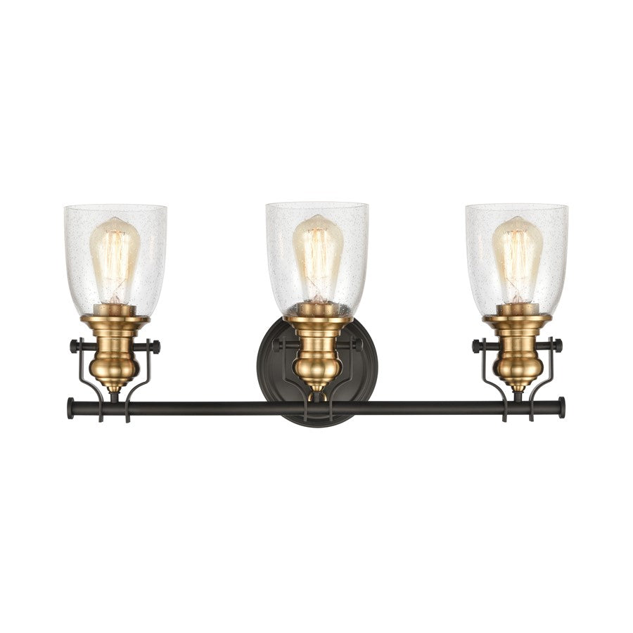 Atlas Lighting Chadwick 23in 3-Light Vanity Light | Transitional Oil Rubbed Bronze and Clear Seeded Glass | Bathroom Vanity | Model WL11557-BZ