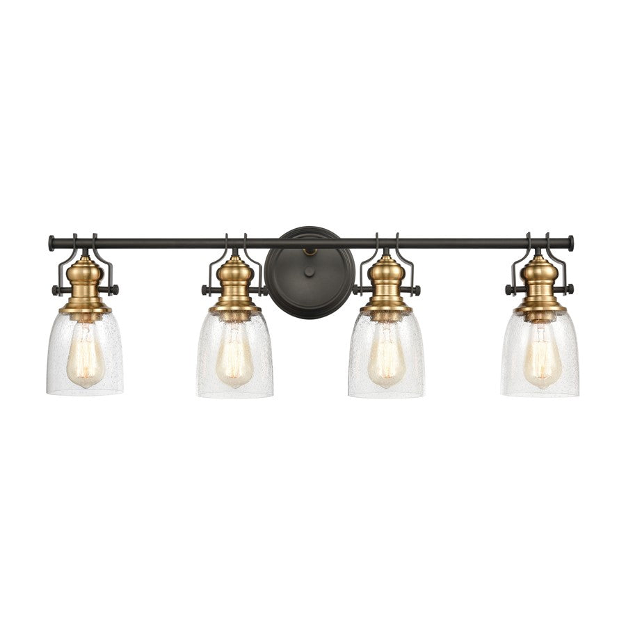 Atlas Lighting Chadwick 32in 4-Light Vanity Light | Transitional Oil Rubbed Bronze and Clear Seeded Glass | Bathroom Vanity | Model WL11558-BZ