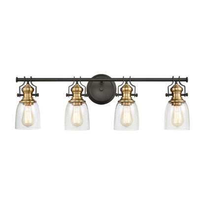 Atlas Lighting Chadwick 32in 4-Light Vanity Light | Transitional Oil Rubbed Bronze and Clear Seeded Glass | Bathroom Vanity | Model WL11558-BZ